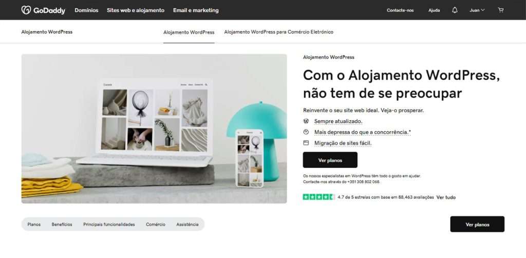 GoDaddy webpage