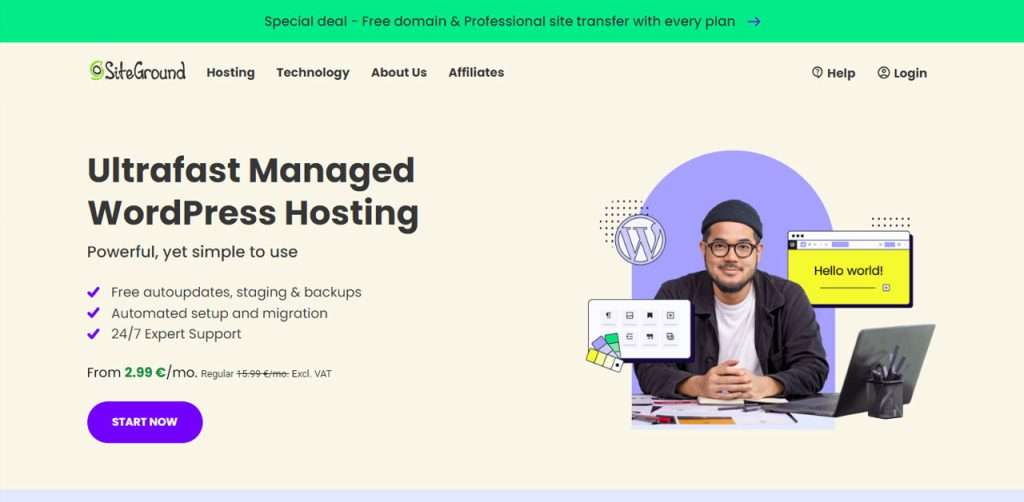 SiteGround webpage